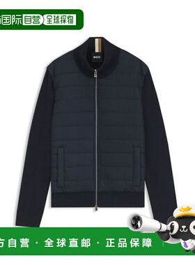 自营bossPadded-front jacket in virgin wool - dark blue 美国