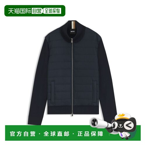 自营bossPadded-front jacket in virgin wool - dark blue 美国
