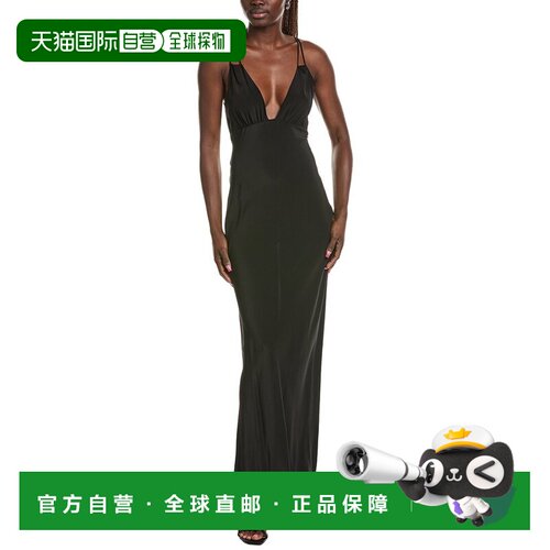 自营PARIS GEORGIA Bernie丝绸吊带连衣裙-黑色长裙 美国直发奥莱