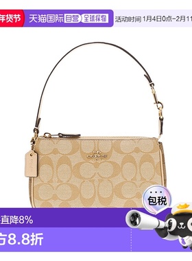 香港直发Coach蔻驰女士手拿包黄色皮质时尚百搭日常便携精致CA444