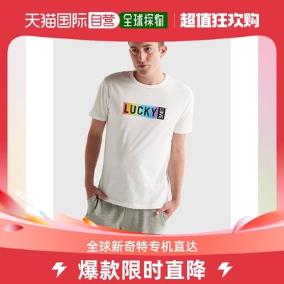 Lucky Brand 男式 Pride Lucky Logo 中性 T 恤 - 白色 【美国奥