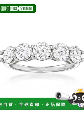 自营 Ross-Simons 实验室种植钻石 5 石戒指 14 克拉白金 - 白色