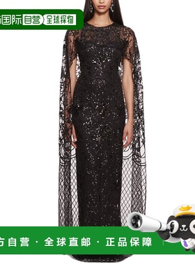 自营Marchesa Notte Sequin Lattice Column 连衣裙 - 黑色 美国