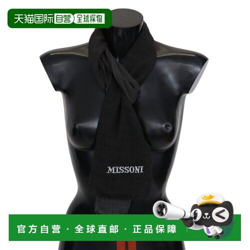 自营Missoni  Wool Unisex Neck Wrap Men's Scarf - black 美国