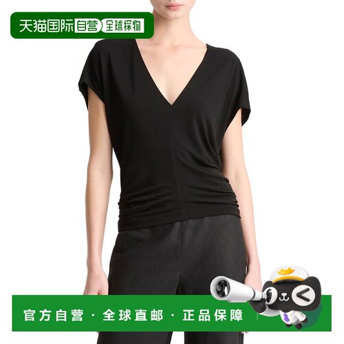 自营Vince Flutter V领-黑色 女装上衣美国直发奥莱