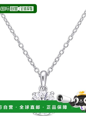 美国直邮Julianna B女士项链银色链镶圆形白色碳硅石时尚百搭吊坠