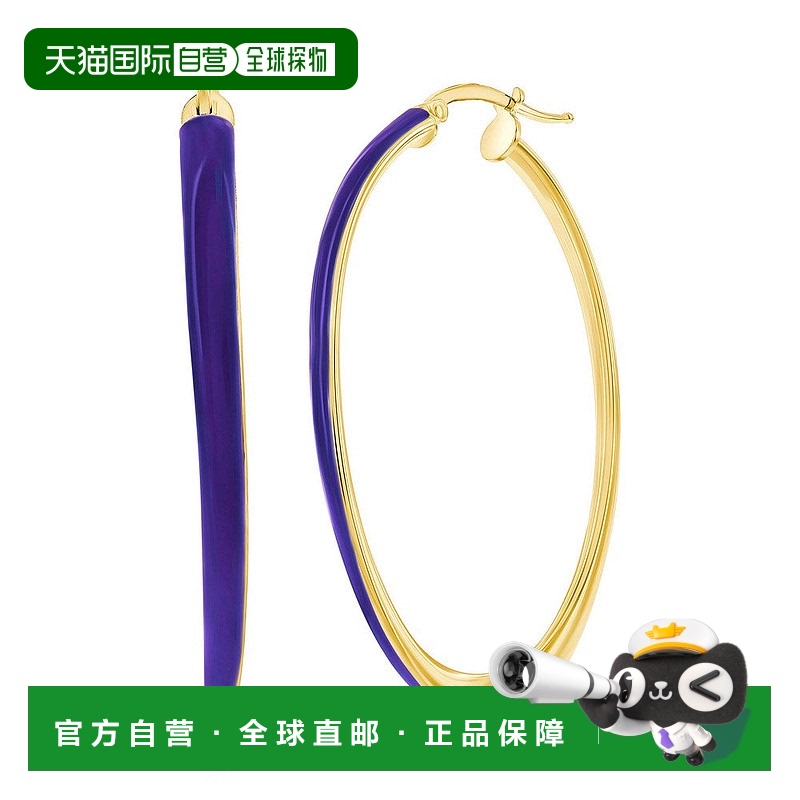自营 simona纯银草甸紫罗兰珐琅椭圆形圈形耳环 - 镀金 - 紫色 美