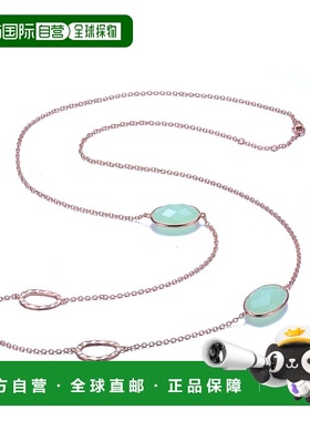 自营 GENEVIVE 纯银镀玫瑰金绿色立方氧化锆站项链 - 绿色 美国奥