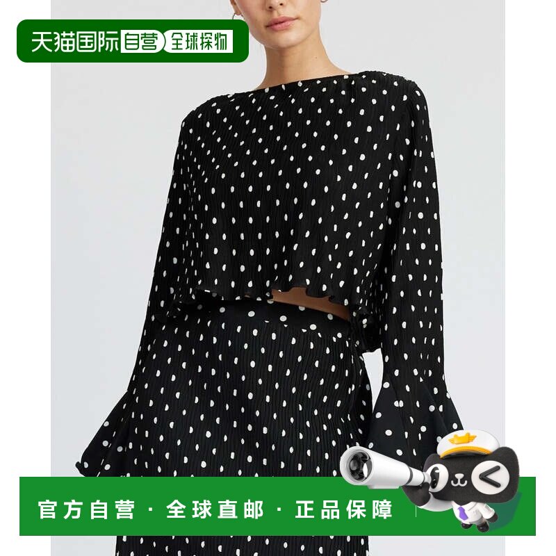 自营En Saison Darlene Swing Top女士黑色圆点喇叭袖PALL582-黑