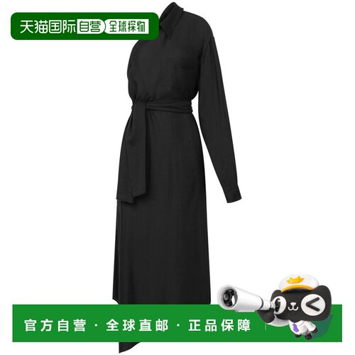 自营moschinoAsymmetric Midi Dress - black 美国奥莱直发