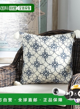 自营 Safavieh Mariella 枕头 - 白色/蓝色 美国奥莱直发