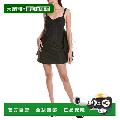 自营Carolina Herrera Thin Strap Mini Wrap Bodice Dress - bla