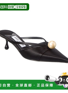 自营Jimmy Choo Sana 50缎面骡子-黑色 高跟凉鞋美国直发奥莱
