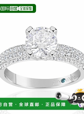 自营 Suzy Levian Bridal 密镶立方氧化锆纯银订婚戒指 - 白色 美