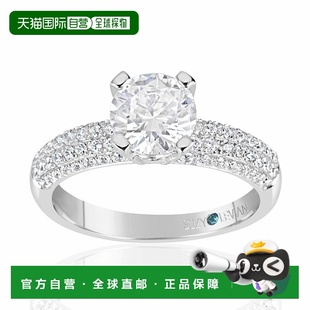 Suzy 白色 Levian 密镶立方氧化锆纯银订婚戒指 美 Bridal 自营
