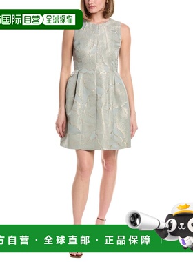 自营Anne Klein Seamed Jacquard A-Line Dress - gold 美国奥莱