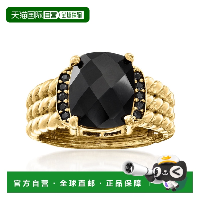 自营Ross-Simons Onyx and Black Spinel Ring in 18kt Gold Over