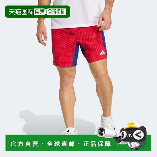 自营adidas阿迪达斯Tech Intensity AOP男士短裤-功率红色/神秘墨