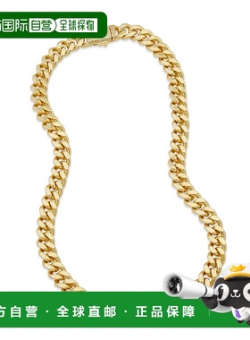 自营 savvy cie jewels18K 镀金古巴链式项链，配 CZ 扣饰 - 黄色