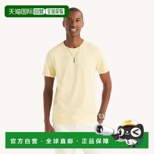 自营Nautica Mens Solid Crewneck T-Shirt - soft yellow 美国奥