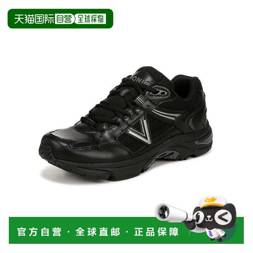 自营Vionic女式23Walk 2.0运动鞋-黑色Char皮革网眼-黑色 美国奥