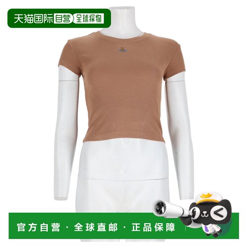 自营vivienne westwood多色罗纹粘胶纤维混纺短上衣-白 美国奥莱