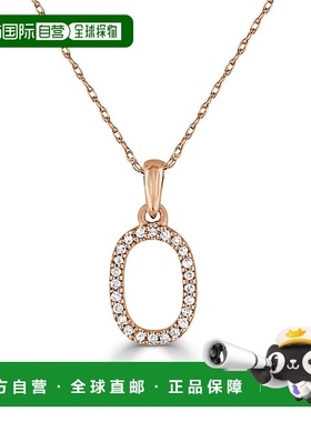 自营 sabrina14k 玫瑰金和钻石初始项链 - 玫瑰 o 美国奥莱直发