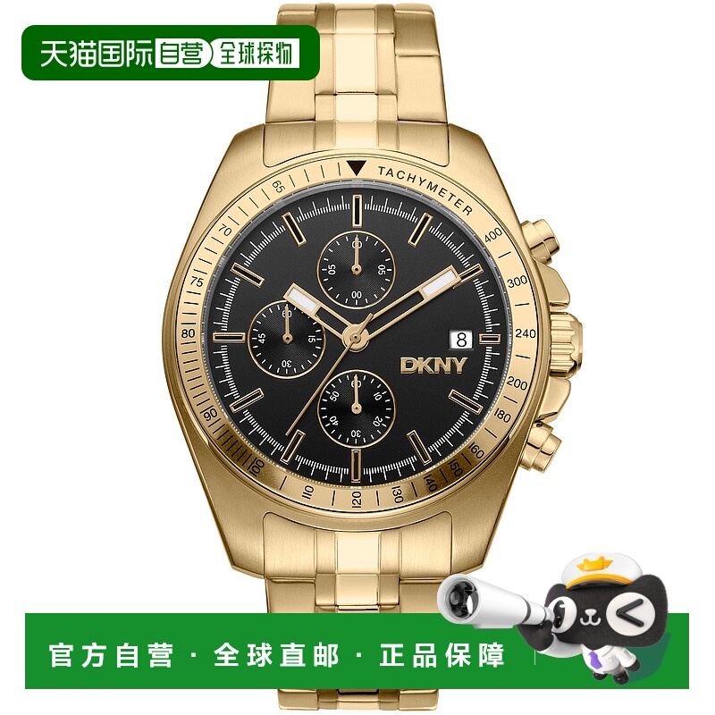 自营dknyEVERYDAY Central Park Chrono Black Dial Gold Men's W