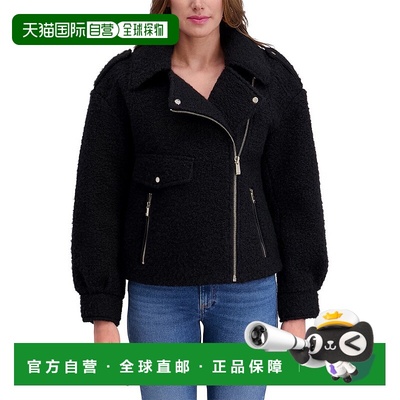 自营Kensie Boucle Wool Moto Jacket - Black 奥莱直发美国外套