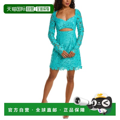 自营Zac Posen 3D Guipure蕾丝迷你连衣裙-绿色 美国奥莱直发性感