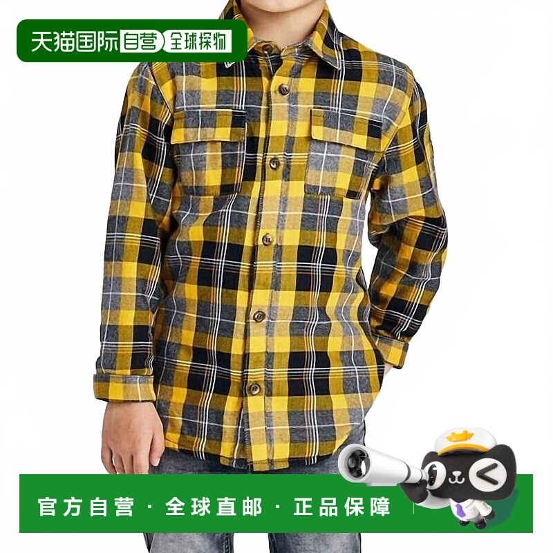 自营mayoral格子纽扣领衬衫,多芥末色 美国奥莱直发