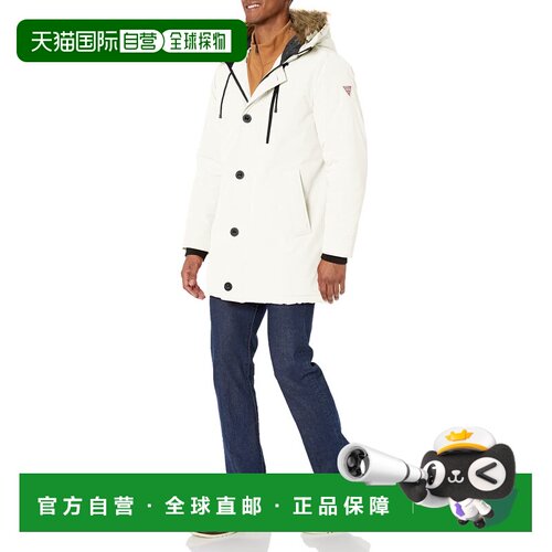 自营GUESS Men's Outerwear hooded,Winter White,Xlarge - winte