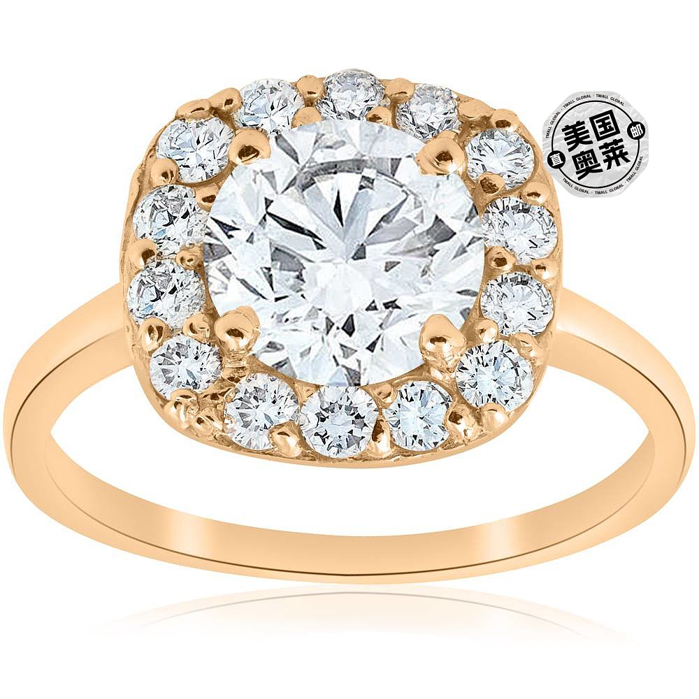 pompeii32cttw 钻石垫形光环订婚戒指 14k 黄金   14k 黄金 【美