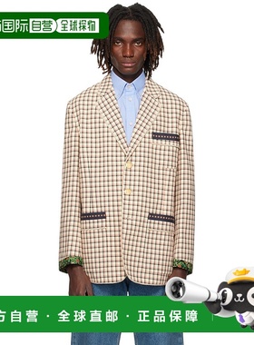 1h可退 香港直邮潮奢 valentino 华伦天奴 男士 米色 Check Patte