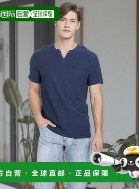 自营 guessEco Ricky Split Tee 丝绸蓝 美国奥莱直发短袖男装