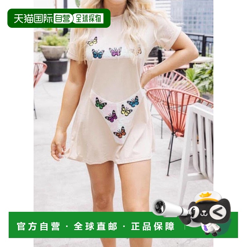 自营 queen of sparkles白色蝴蝶比基尼罩衫 - 白色 美国奥莱直发