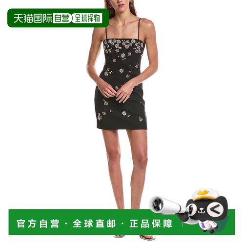 自营cinq à sept五到七个翻滚的花朵Samia迷你连衣裙-黑色 美国