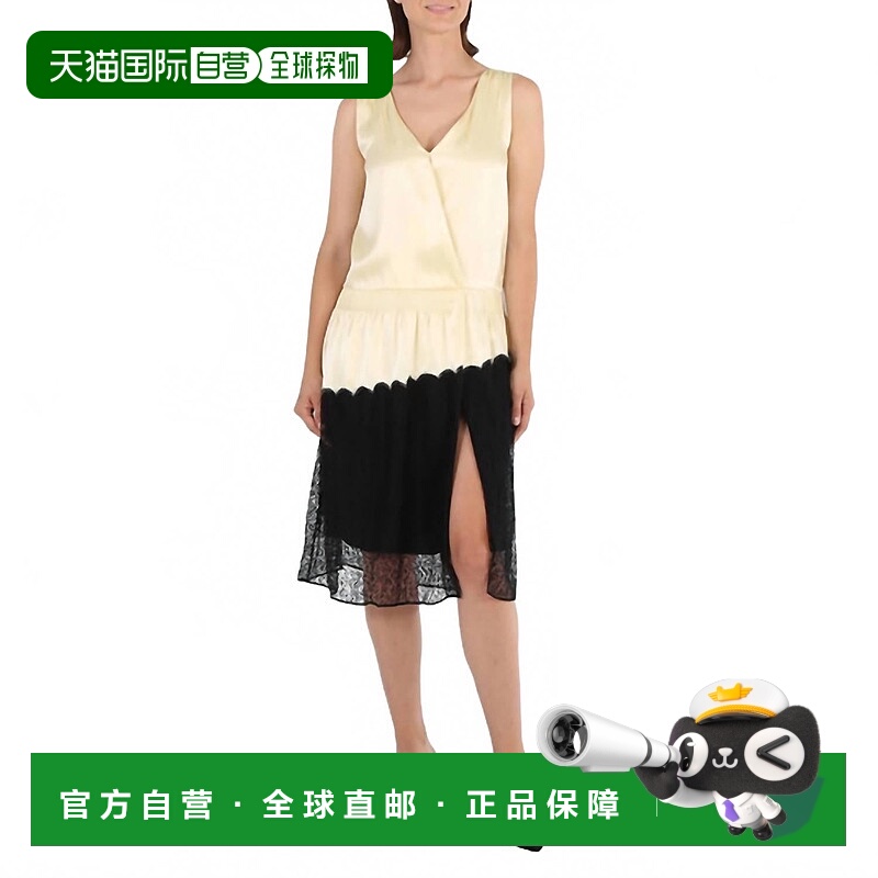 自营burberrySilk Satin & Lace Sleeveless Dress In Cream/blac