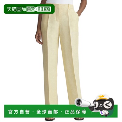 自营 Lafayette 148 New York Gates全腿亚麻混纺长裤-黄色 美国