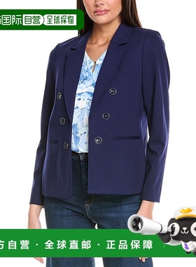 自营 Jones New York人造双排扣夹克-蓝色 美国奥莱直发外套