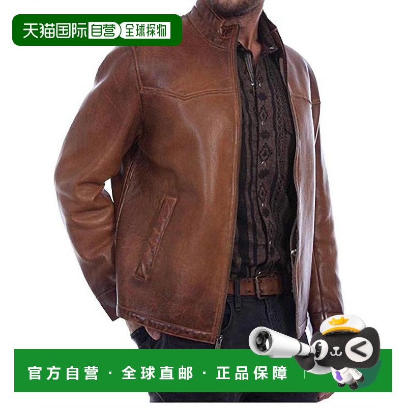 自营 scully干邑色男式奢华羔羊皮羊毛衬里夹克 美国奥莱直发长袖
