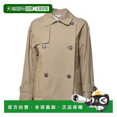 自营max mara短款双排扣防水风衣-粉红色 美国奥莱直发