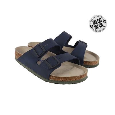 birkenstockArizona 男士皮革带扣凉鞋 - 沙漠土蓝色 【美国奥莱