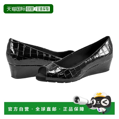 自营Bandolino Candra Pump Black Croco Slip-On Wedge Heel HTA