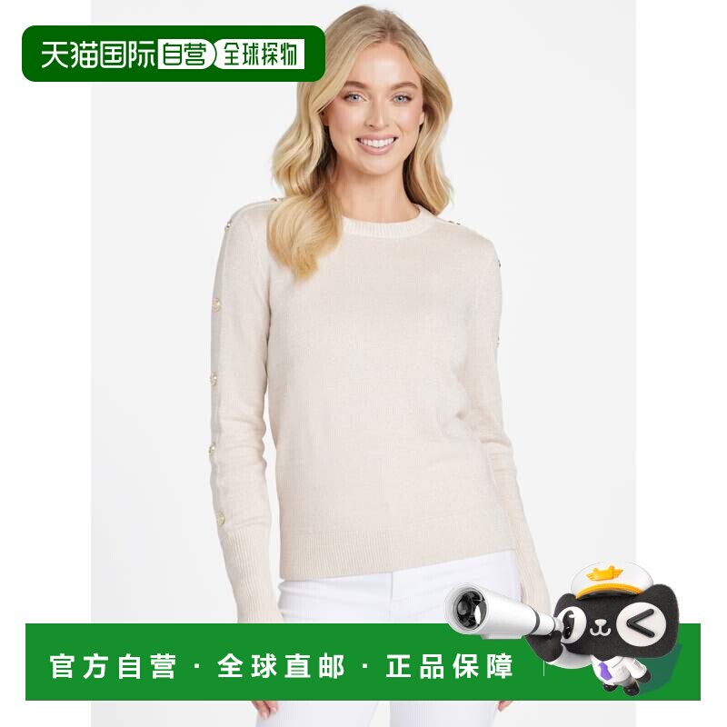 自营guessRachel Button长袖毛衣-鸽白色 美国奥莱直发针织衫