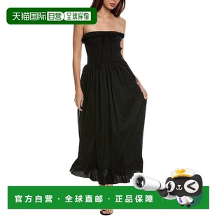 solid 黑色 Maxi连衣裙 美国奥莱直 striped纯色条纹Nikki 自营