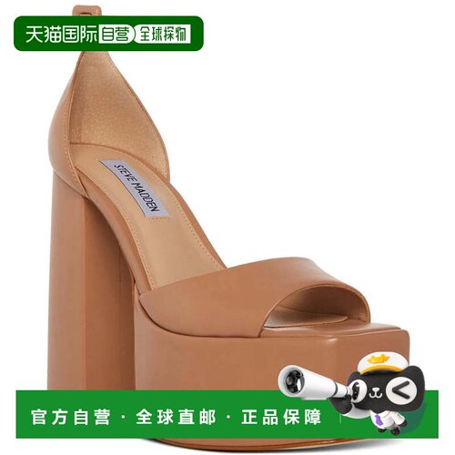 自营Steve Madden Kassiani KASS09S1凉鞋女式棕色脚踝带平台GBNC