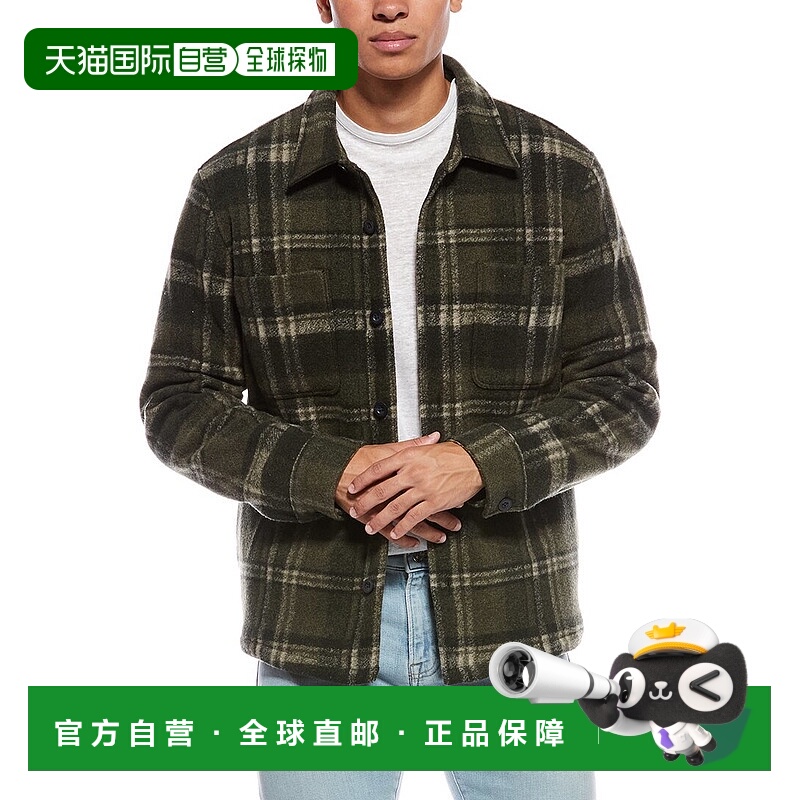 自营 Vince Plaid夏尔巴人衬里衬衫夹克-绿色 美国奥莱直发