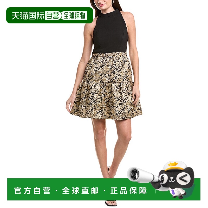 自营Adrianna Papell Halter Party Dress - black 美国奥莱直发