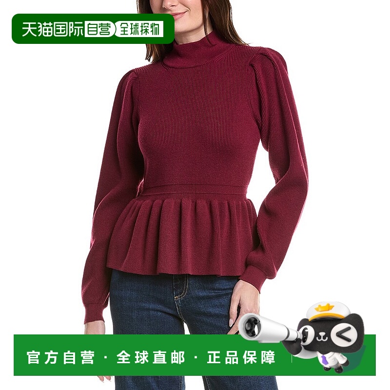 自营English Factory Peplum Waist Wool-Blend Top - red 美国奥